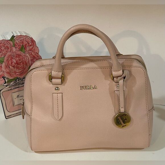 Furla Blush Pink Leather Satchel – Elegant Structured Top Handle - Picture 12 of 12